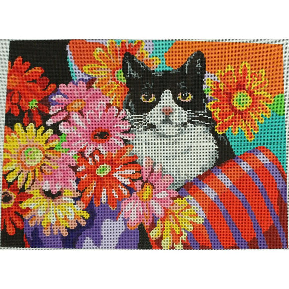 Cat w/ Flowers