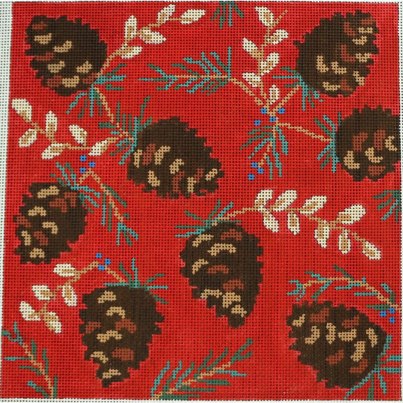 Pine Cones on Red