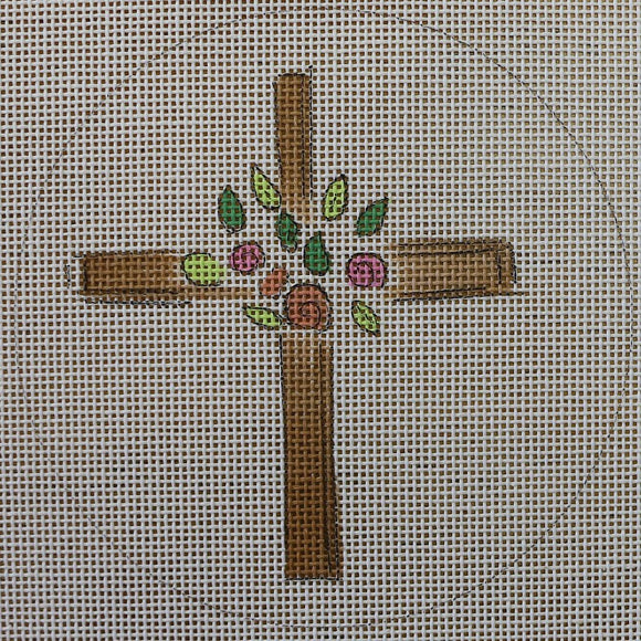 Cross w/ Flowers Round