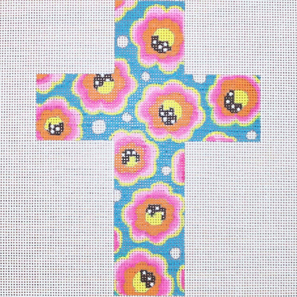 Pink/Yellow Flowers Cross