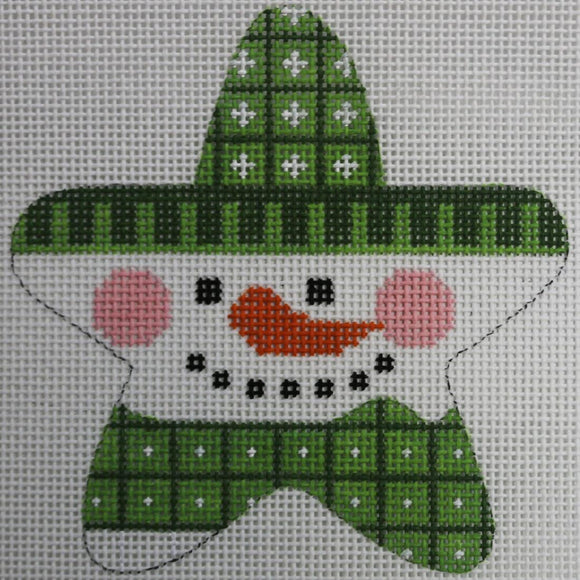 Snowman in Green Star with stitch guide