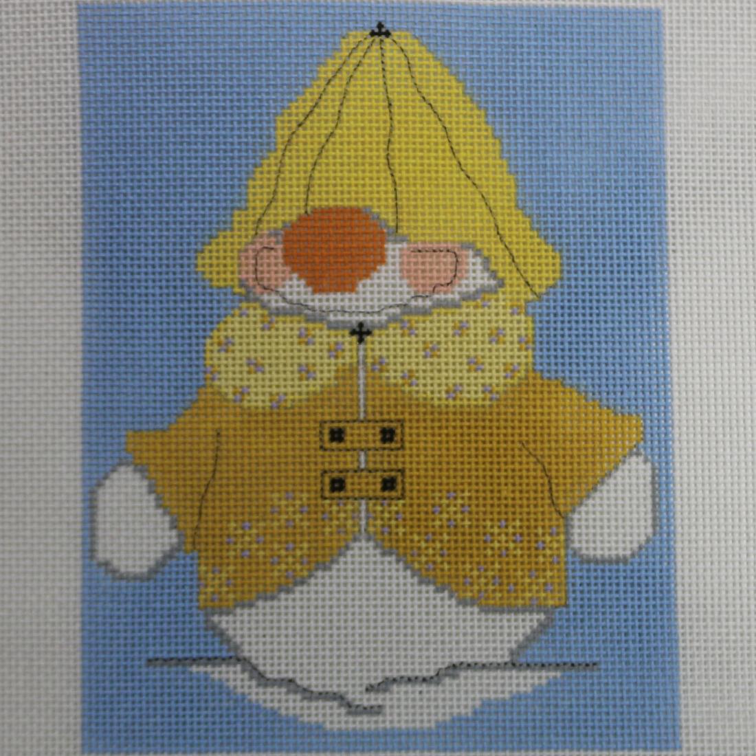 April Snowman in Rain Suit