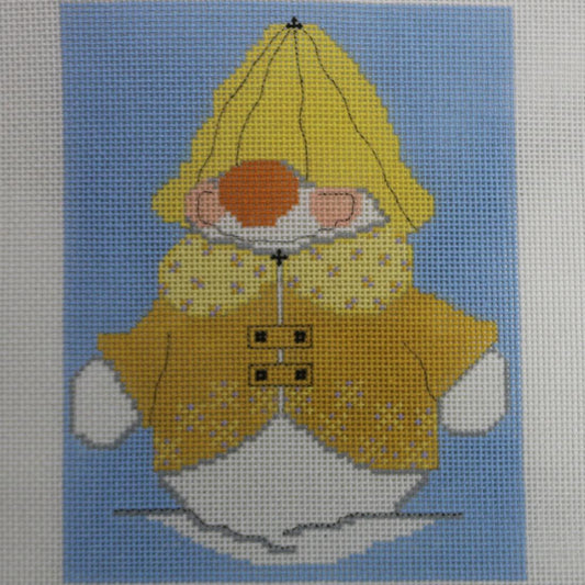 April Snowman in Rain Suit