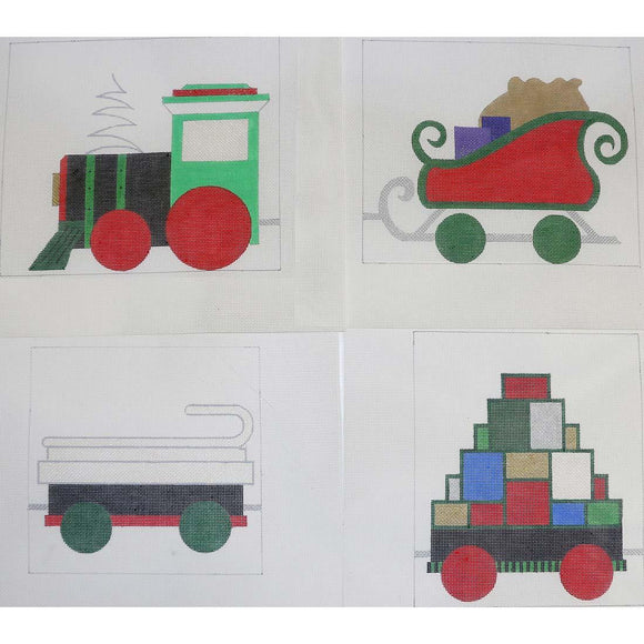 Christmas Train (4 pieces) with Stitch Guide