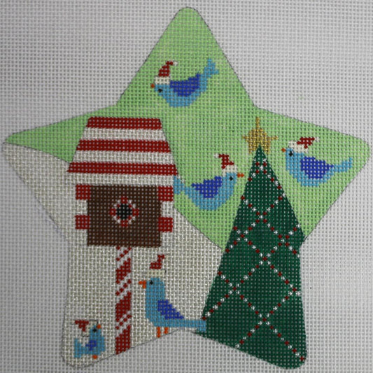 Blue Birds w/ Birdhouse Star