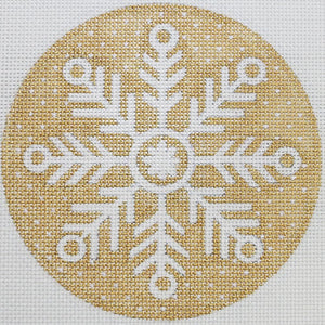 White Circle Snowflake on Gold