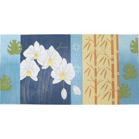 Orchids & Bamboo on Blue
