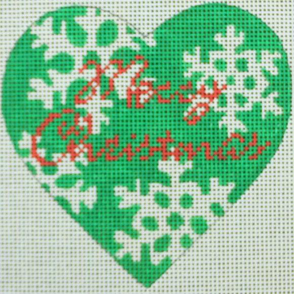 Green Snowflake Heart