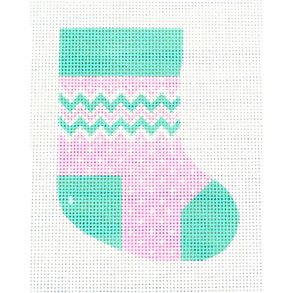Pink/Green Cardigan Sock