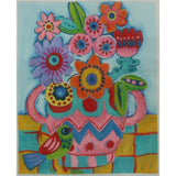 Flowers in Pink/Blue Vase