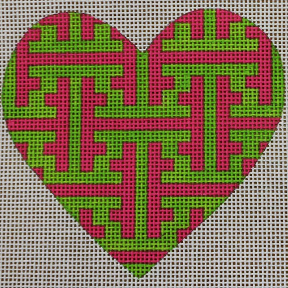 Chinoiserie Pink/Green Heart