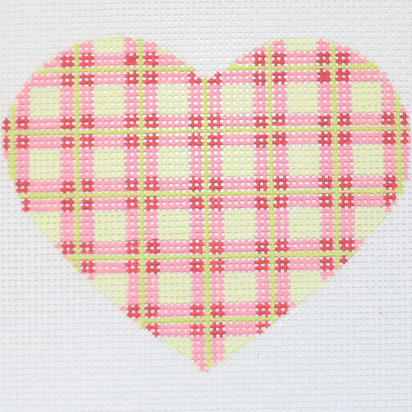 Lime/Pink Plaid Heart