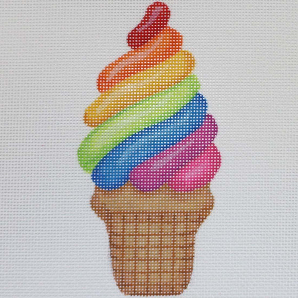 Rainbow Soft Serve/Cake Cone