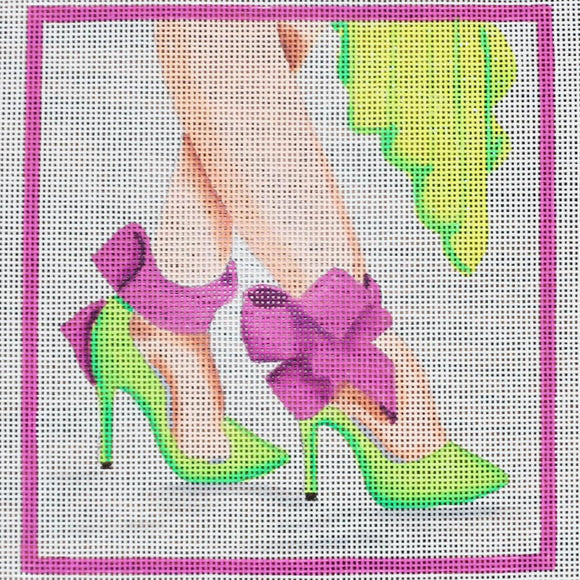 Lime Shoes w/ Orchid Bows