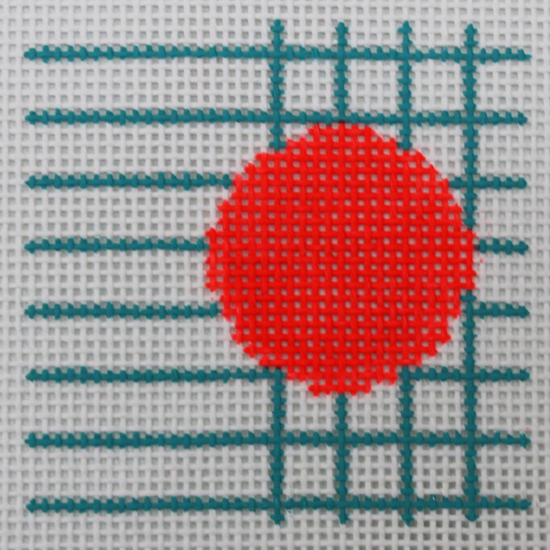 Aqua/White w/ Coral Circle