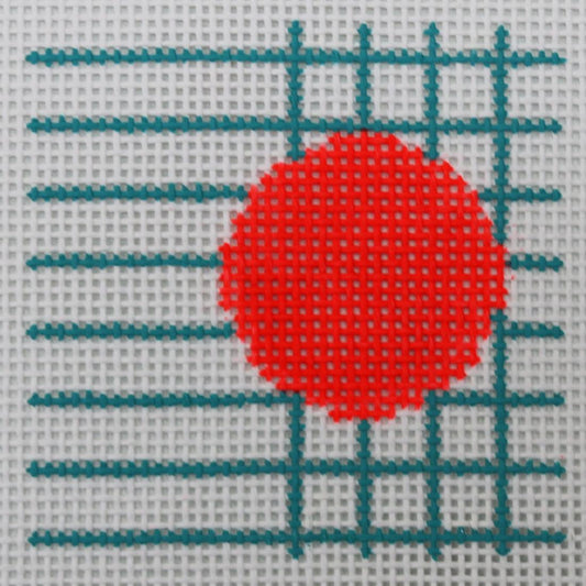 Aqua/White w/ Coral Circle