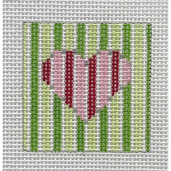 Raspberry Heart-Lime Stripes
