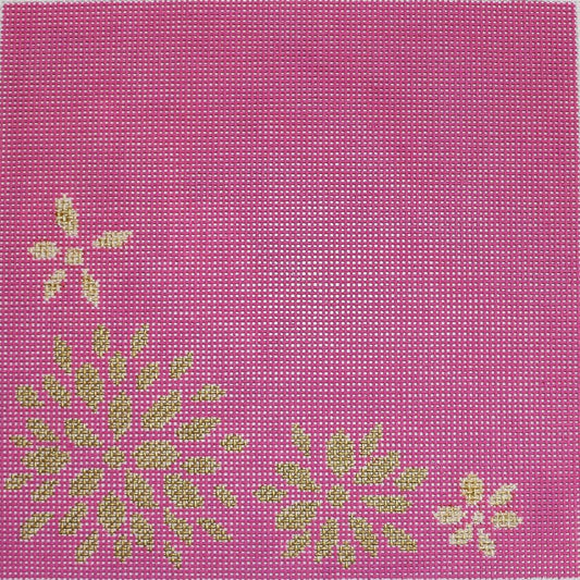 Gold Flowers on Pink