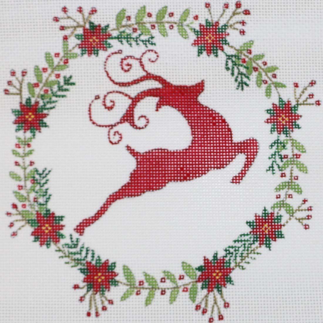 Leaping Deer in Wreath