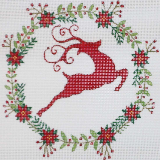 Leaping Deer in Wreath