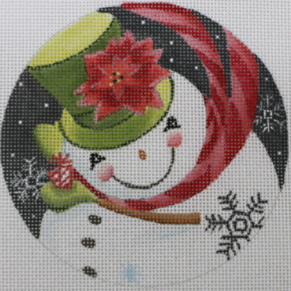 Snowman with Poinsettia on Hat