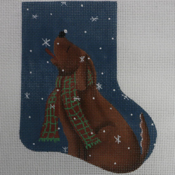 Dog Catching Snowflakes Mini Sock