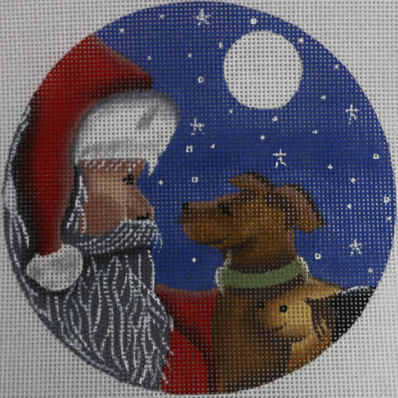 Santa with Dogs Round