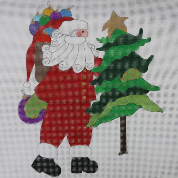 Santa w/ Tree & Ornaments