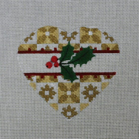Floral Square Holly Heart