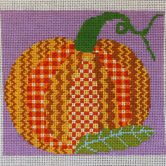 Patchwork Pumpkin w/ Leaf