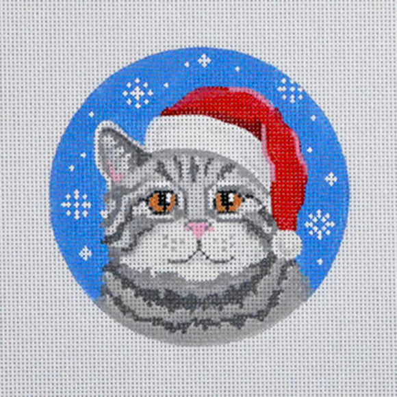 Grey Tabby Cat Santa