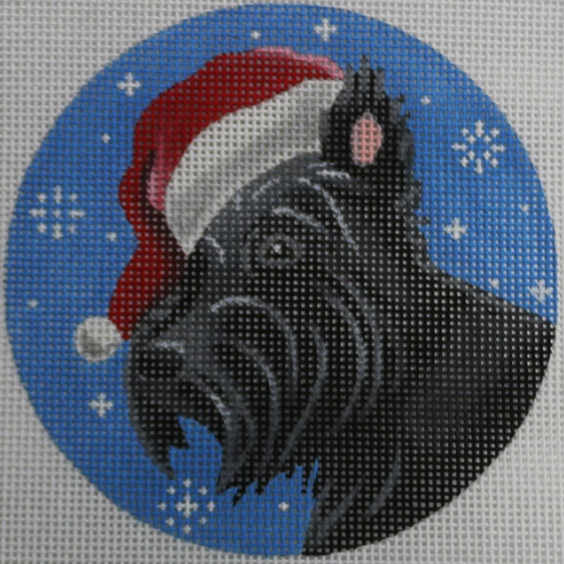 Scotty in Santa Hat Round