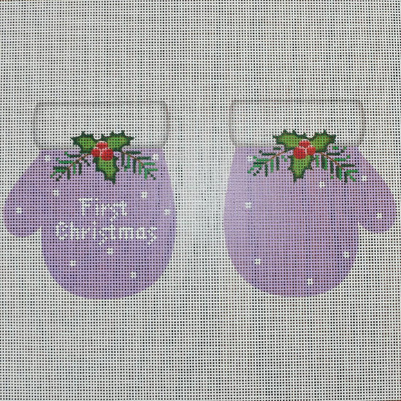 1st Christmas Mittens Lavender
