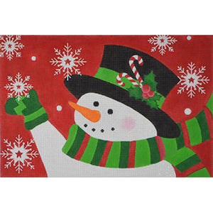 Snowman on Red Background