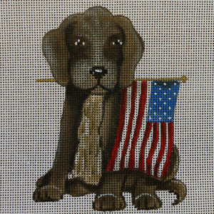 Brown Dog with Flag