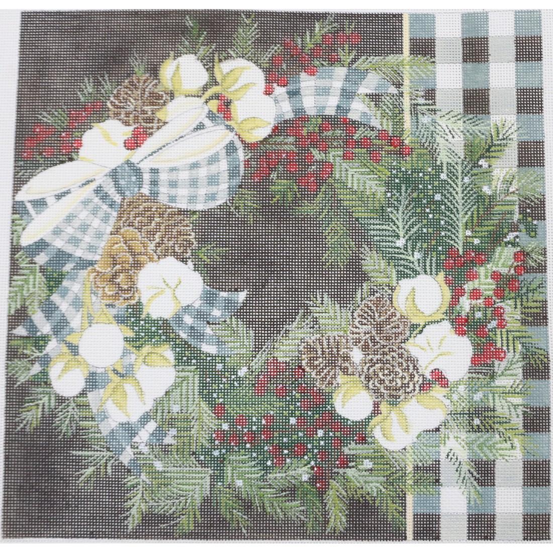 Gingham Bolls Wreath