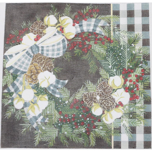 Gingham Bolls Wreath