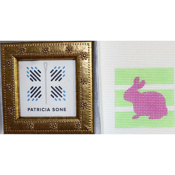 Pink Bunny on Green w/ Frame