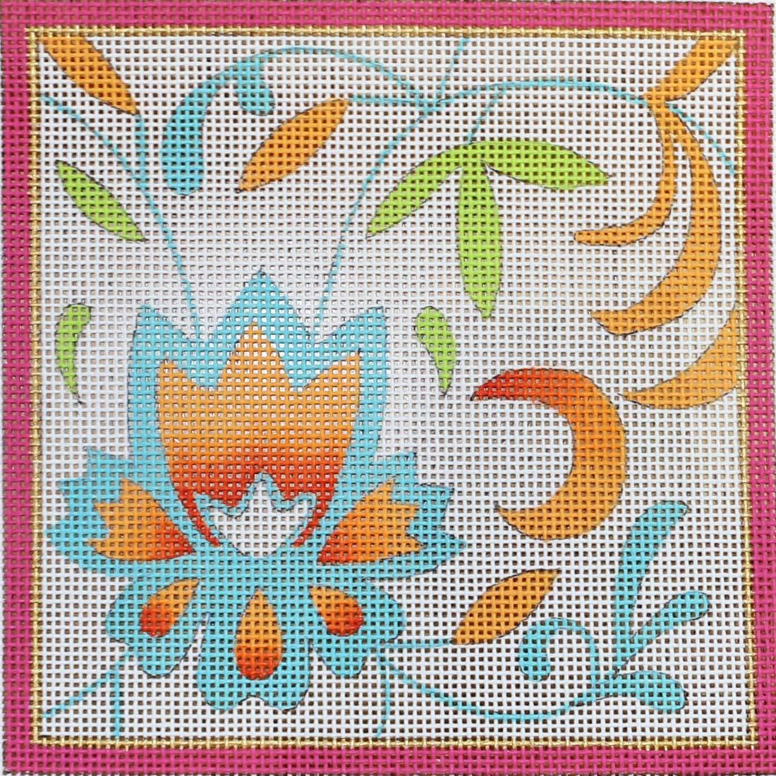 Aqua/Orange Flower