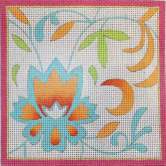 Aqua/Orange Flower
