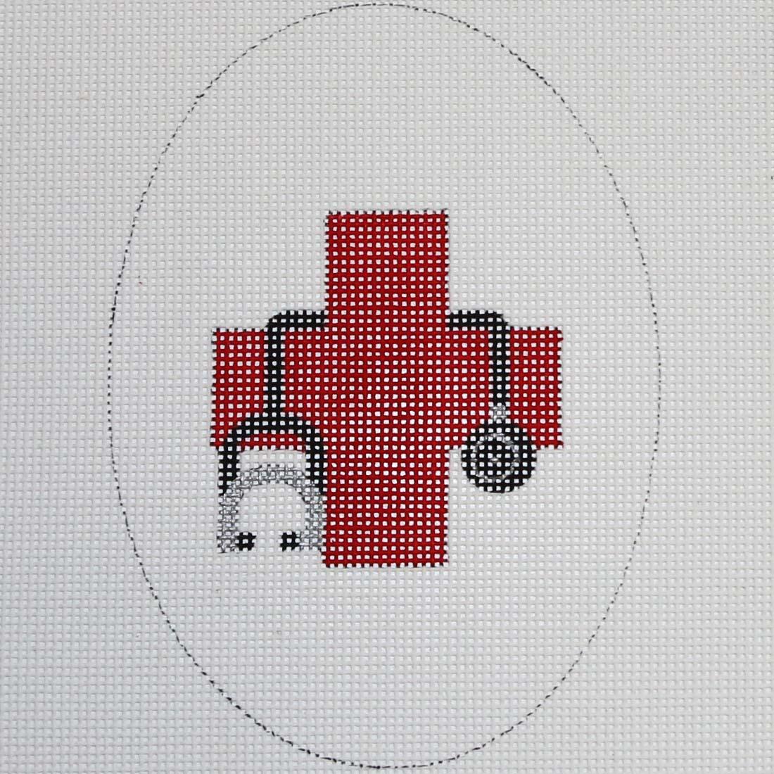 Red Cross Oval – Pocket Full of Stitches