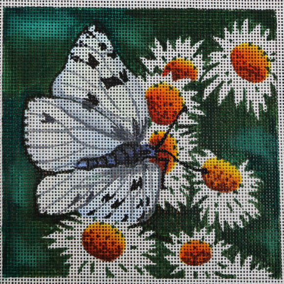White Butterfly w/Flowers