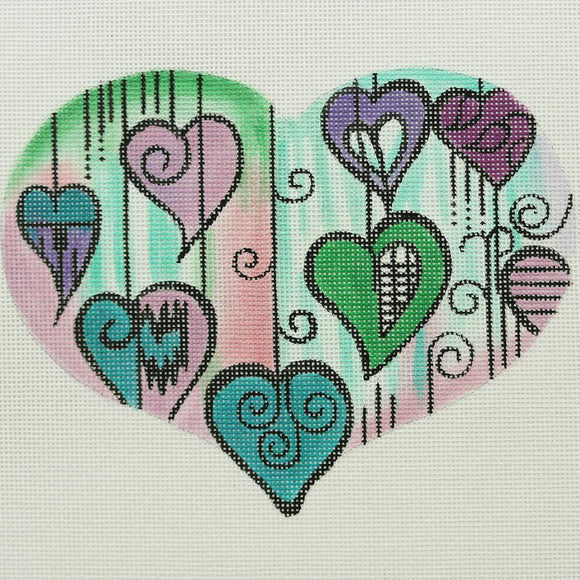 Pink/Green Watercolor Heart