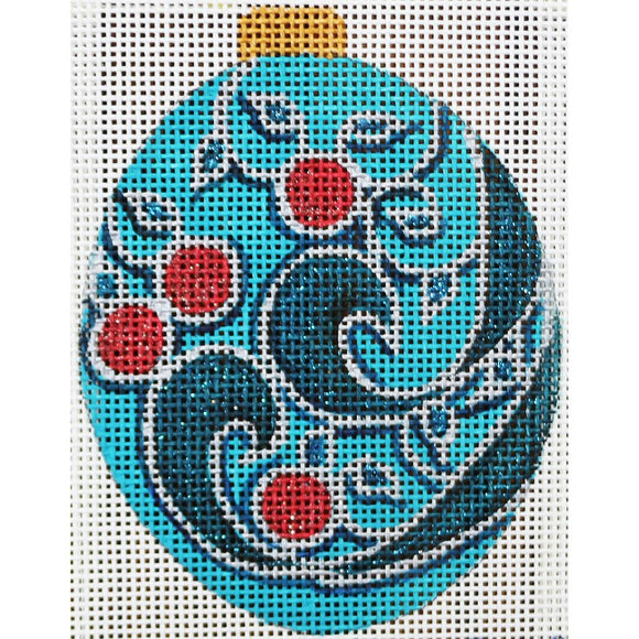 Teal/Red Ornament