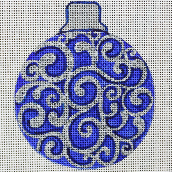 Blue/Silver Round Ornament
