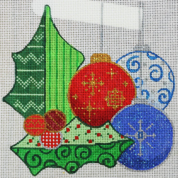 Two Holly Leaves/3 Ornaments