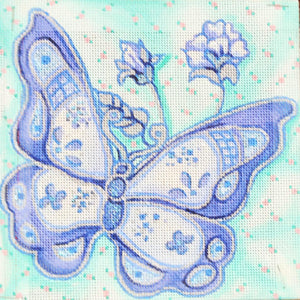 Blue Butterfly on Green