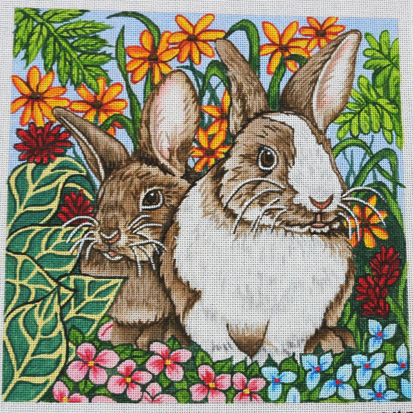 Bunnies in a Spring Field