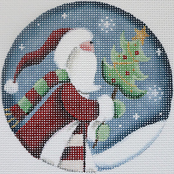 Santa Holding Tree Round