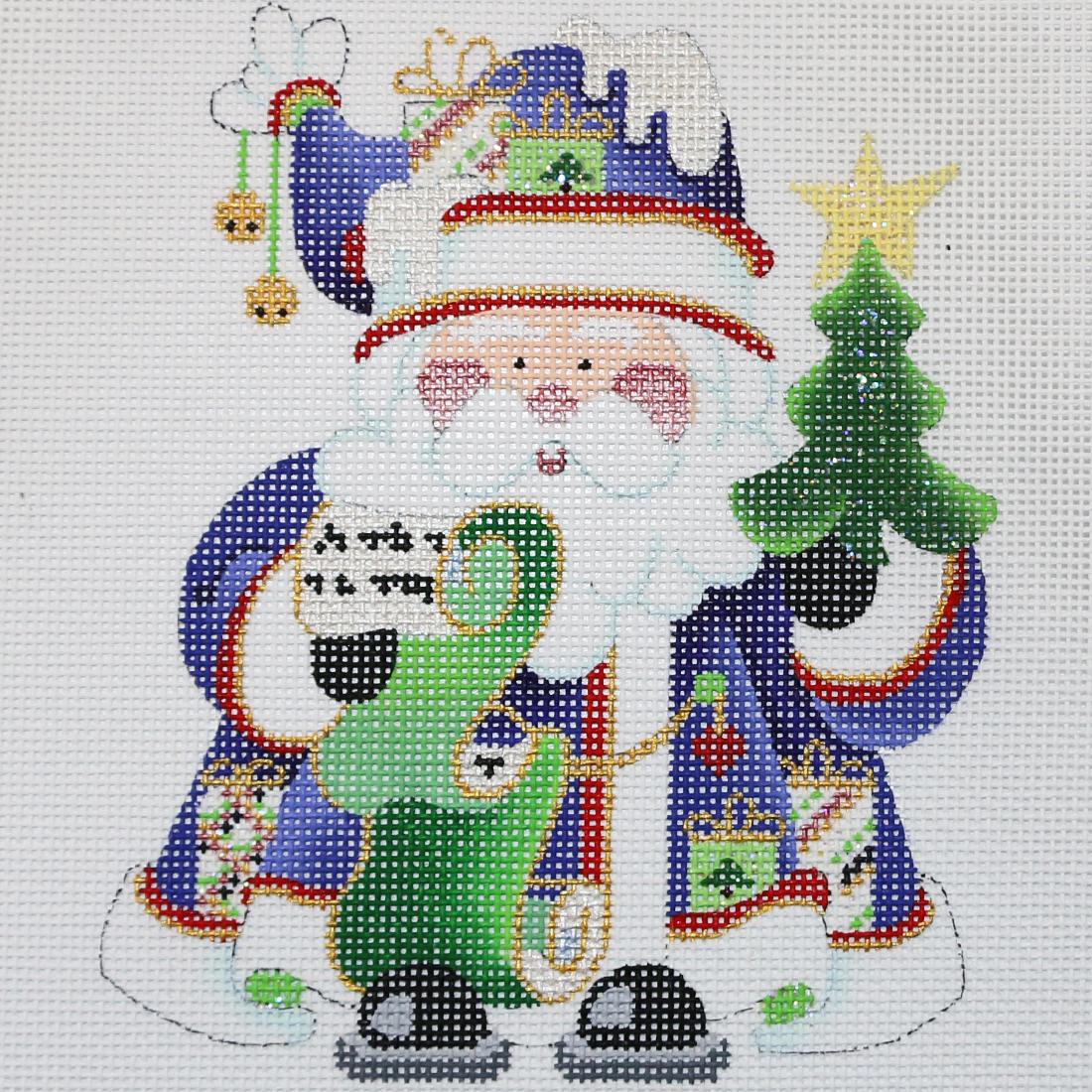 Santa in Purple w/ List